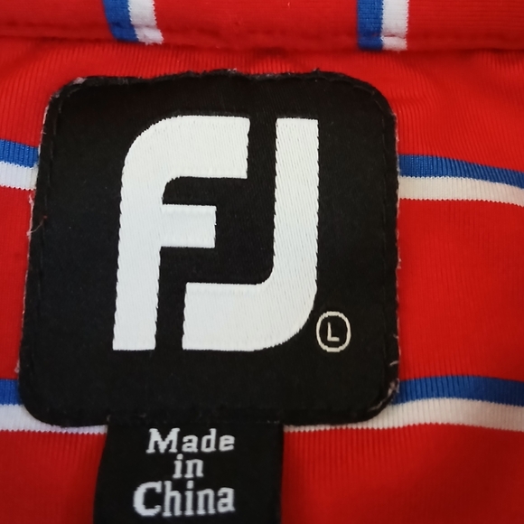 FootJoy Striped Casual Golf Polo Shirt Men's Size Large - Picture 3 of 4